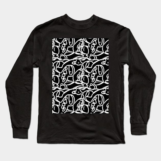 Pattern Drawing Abstract White / Black Long Sleeve T-Shirt by k-creatif